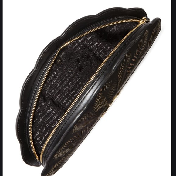 Kate Spade Dress the Part black Fan Clutch purse nwot - Picture 4 of 8